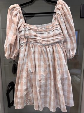 Abercrombie & Fitch Gingham Puff-Sleeve Babydoll Dress Size M